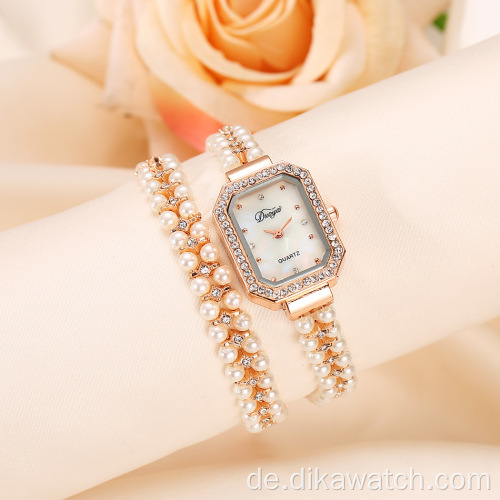 Heißer Verkauf Uhr Geschenk-Set für Damen Charme Kleines Zifferblatt Quarzuhr Armband Set für Frauen Hochzeitsgeschenk für Frau Quadratische Uhren